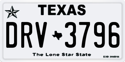 TX license plate DRV3796