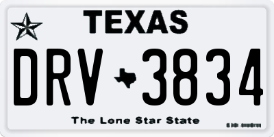 TX license plate DRV3834