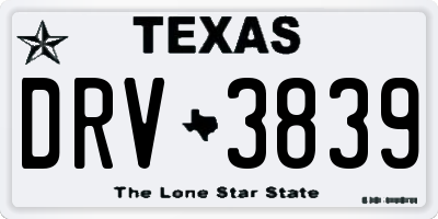 TX license plate DRV3839