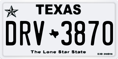 TX license plate DRV3870