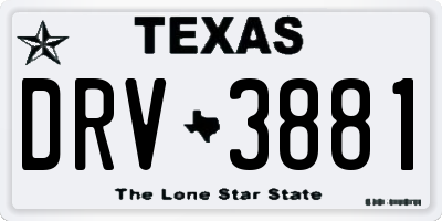 TX license plate DRV3881