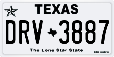 TX license plate DRV3887