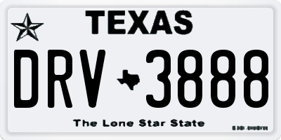 TX license plate DRV3888