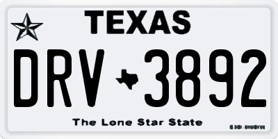 TX license plate DRV3892