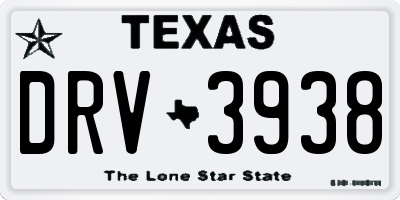 TX license plate DRV3938