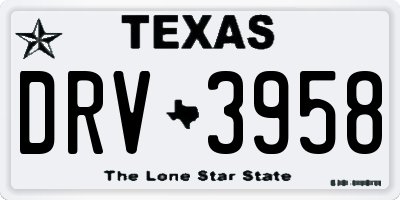 TX license plate DRV3958