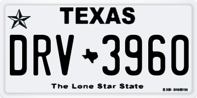 TX license plate DRV3960