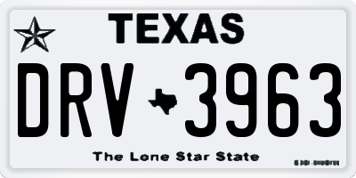 TX license plate DRV3963