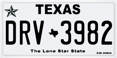 TX license plate DRV3982