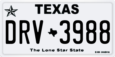 TX license plate DRV3988