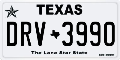 TX license plate DRV3990