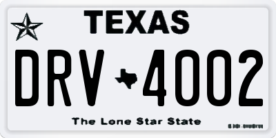 TX license plate DRV4002
