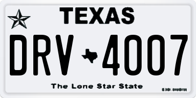 TX license plate DRV4007