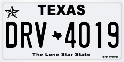 TX license plate DRV4019