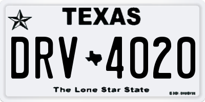 TX license plate DRV4020