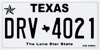 TX license plate DRV4021
