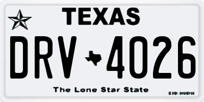 TX license plate DRV4026