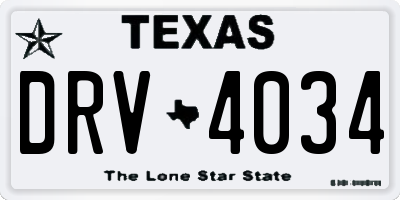 TX license plate DRV4034