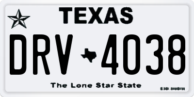 TX license plate DRV4038