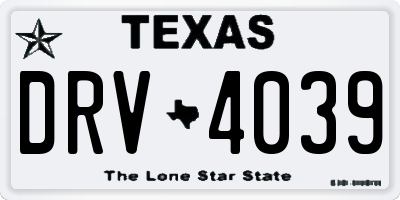 TX license plate DRV4039