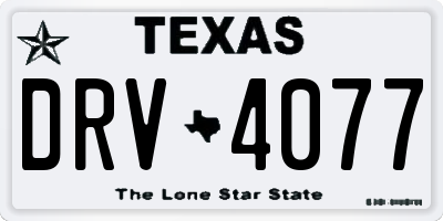 TX license plate DRV4077