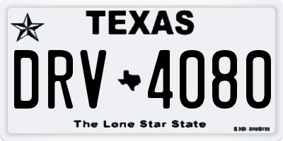 TX license plate DRV4080