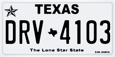 TX license plate DRV4103