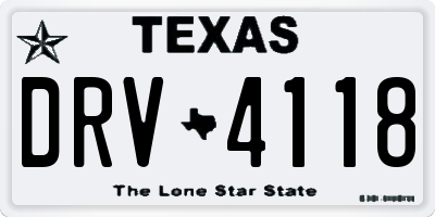 TX license plate DRV4118