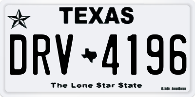 TX license plate DRV4196
