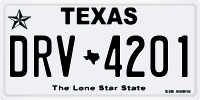 TX license plate DRV4201