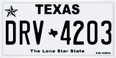 TX license plate DRV4203