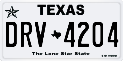 TX license plate DRV4204