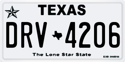 TX license plate DRV4206