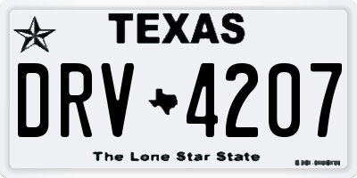 TX license plate DRV4207