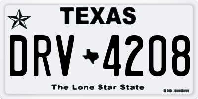 TX license plate DRV4208