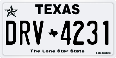 TX license plate DRV4231