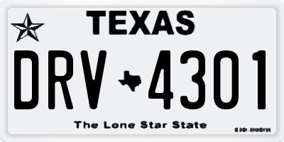 TX license plate DRV4301