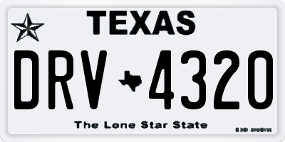 TX license plate DRV4320