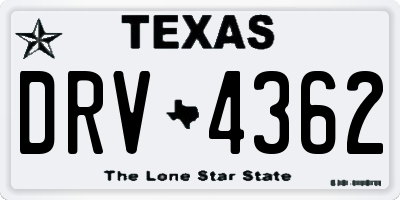 TX license plate DRV4362