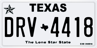 TX license plate DRV4418