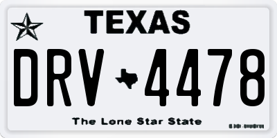 TX license plate DRV4478