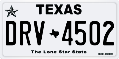 TX license plate DRV4502
