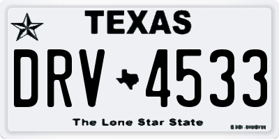 TX license plate DRV4533