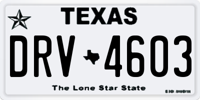 TX license plate DRV4603