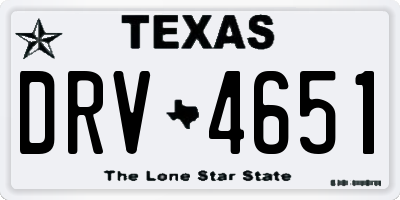 TX license plate DRV4651