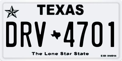 TX license plate DRV4701