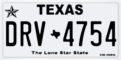 TX license plate DRV4754