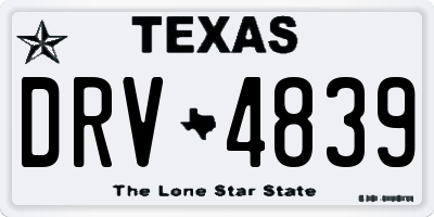 TX license plate DRV4839