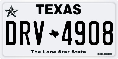 TX license plate DRV4908