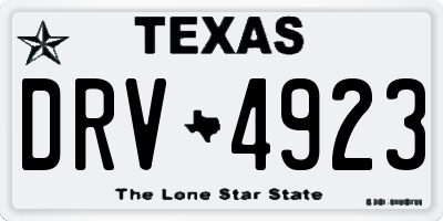 TX license plate DRV4923